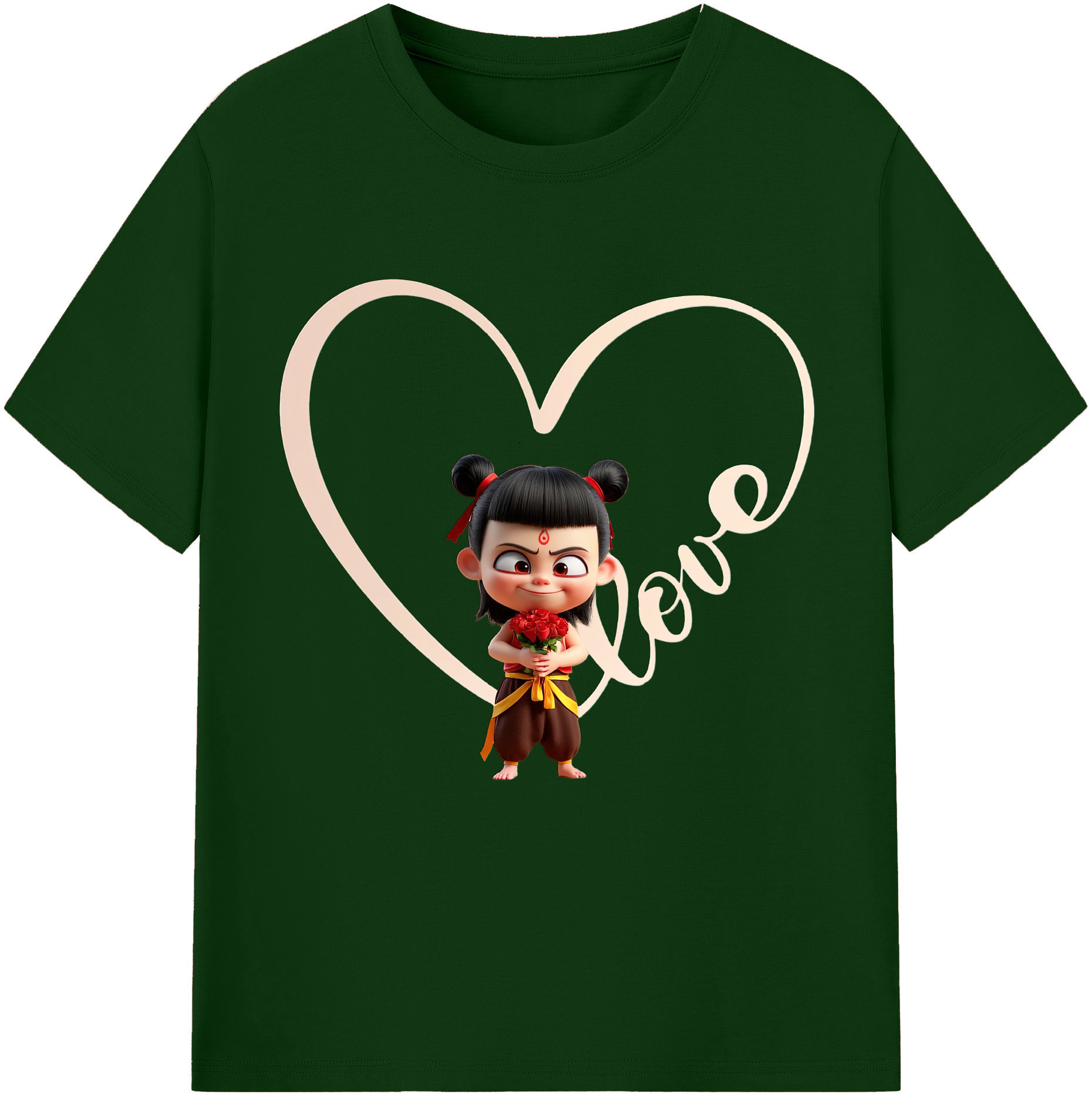 （画像用） Ne Zha 2 ナタ 魔童の大暴れ 綿100％半袖Tシャツ（フロントプリント）